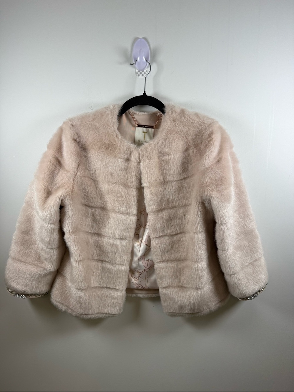 TED BAKER LONDON | Pink Faux Fur Embellished Jacket Size 1